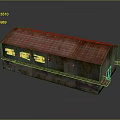 Rusted Metal Shed Structure With Three Windows And Aged Exterior Design 3d model