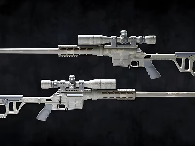 Two Modern Tactical Sniper Rifles With High Power Scopes And Sleek Metal Finish 3d model