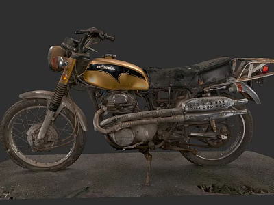 Vintage Kawasaki Motorcycle With Gold And Black Classic Retro Design 3d model