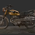 Vintage Kawasaki Motorcycle With Gold And Black Classic Retro Design