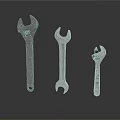 Three Metal Wrenches In Various Sizes As Mechanical Repair Tools 3d model