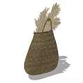Handmade Natural Woven Basket with Dried Grass for Home Interior Decor