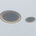 Two Oval Objects With Small Holes On Light Woven Texture Background