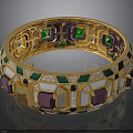 Luxurious Gold Plated Bracelet With Green Purple Gemstones And White Crystals