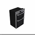 Stainless Steel Double Oven With Black Glass Doors And Control Panel For Kitchen