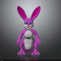 Pink Rabbit Cartoon Toy With Big Ears White Belly And Blue Eyes