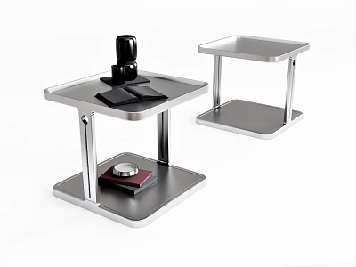Modern Metal Side Tables With Sleek Square Top And Sturdy Frame Design 3d model