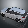 White Stylish SUV With Modern Sleek Body Black Wheels Red Taillights And Reflective Surface