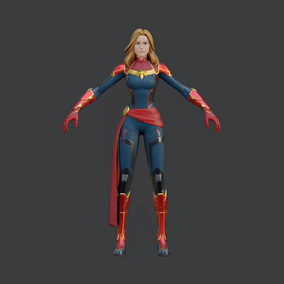 Modern game character Marvel Captain Marvel 3d model