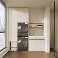 White Modern Bathroom Cabinet Rack With Sink Stackable Washing Machine And Storage Space