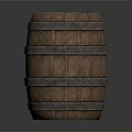 Wooden Barrel With Metal Hoops And Textured Surface On Dark Background