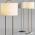 Modern Floor Lamps With White Shades And Golden Stands Set Of Three