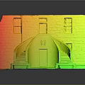 Stone Masonry Building Facade With Arched Staircase Classic Doors And Windows