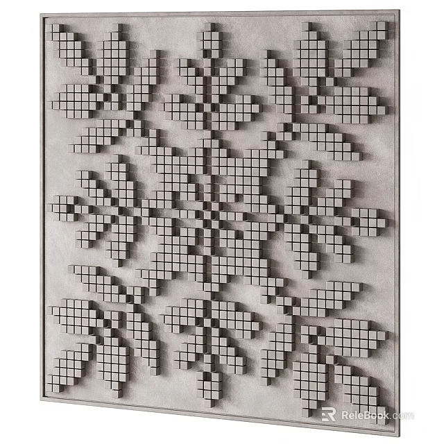 Decorative Wainscoting With Intricate Square Grid Geometric Pattern And Textured Finish 3d model