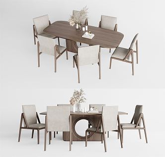 Nordic Dining Table and Chair Combination 3d model