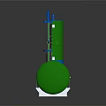 Green Industrial Equipment Structure With Three Vertical Tanks And Horizontal Pipeline