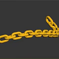 Golden Curved Chain Pendant With Shiny Reflective Surface On Gray Gradient Background 3d model