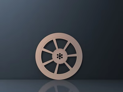 Circular Gear Wheel Design With Central Gear Teeth On Dark Background 3d model