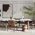 Modern Dining Table and Chair Combination Dining Table and Chair 3d model