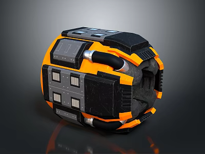 Black and Orange Industrial Equipment with Spherical Design Mechanical Panels and Connecting Pipes 3d model