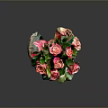Elegant Red Roses with Green Leaves in Ornate Vase and Decorative Base