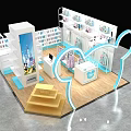 Modern Clothing Store Interior Featuring Display Racks Steps And Curved Decorations