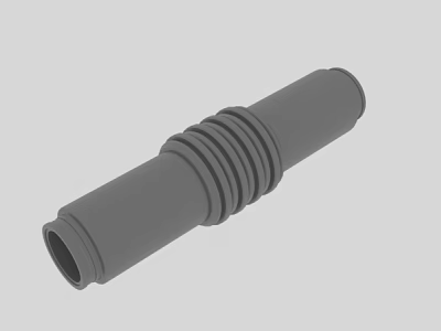 Gray Cylindrical Industrial Component With Ring Structured Hollow Tube Design 3d model