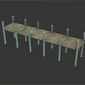 Wooden Pier Structure With Support Posts And Wooden Planks Design 3d model