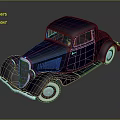 Deep Blue Vintage Car With Red Rims White Tires And Sleek Classic Design
