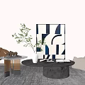 Modern Leisure Sofa Combination Leisure Chair Coffee Table Coffee Table Combination Sofa Lazy Sofa Painting Vase Carpet 3d model