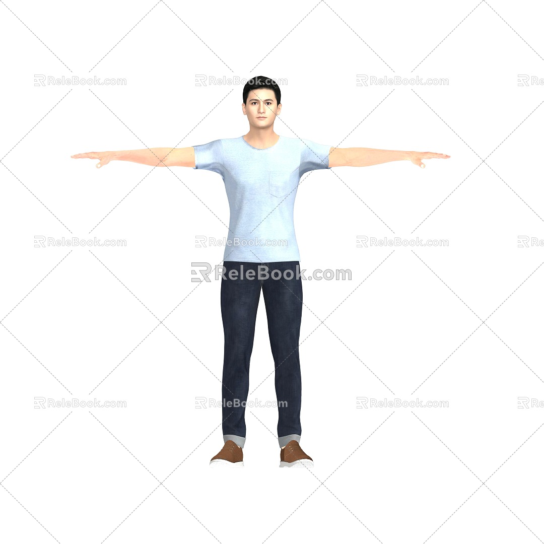 Men in T-Shirts White T-Shirts Men Men 3d model