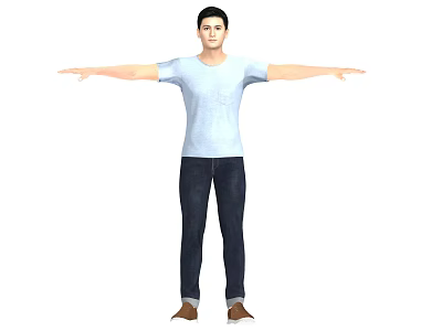 Men in T-Shirts White T-Shirts Men 3d model