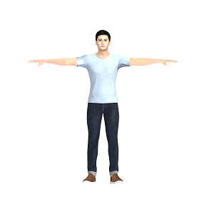 Men in T-Shirts White T-Shirts Men 3d model