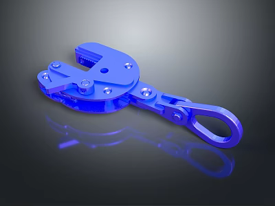 Blue Metal Clamp Tool With Screw Fastened Structure And Ring End Design 3d model