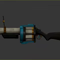 Futuristic Blue Silver Mechanical Weapon With Copper Accents And Black Handle