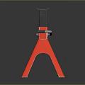 Red Tripod Shaped Jack Stand Featuring Black Metal Components And Stable Base 3d model