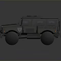 Rugged Military Off Road Vehicle With Armored Body Large Tires And Roof Warning Lights