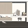 Modern Wardrobe Interior With Dressing Table Mirror Stool White Shoes And Soft Rug