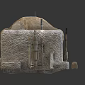 Traditional Adobe House Model With Tower Structure And Clay Pot