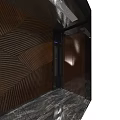 Modern Elevator Hallway With Wooden Striped Wall Elevator Doors And Polished Marble Flooring