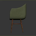 Green Armchair With Beige Seat Cushion And Red Wooden Legs