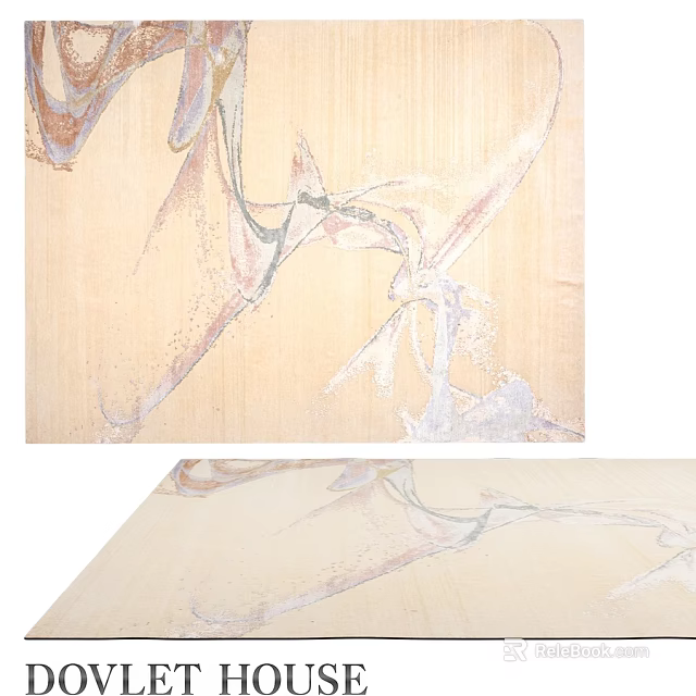 Square Rug With Abstract Artistic Pattern In Soft Beige And Pastel Tones For Home Decor 3d model 
