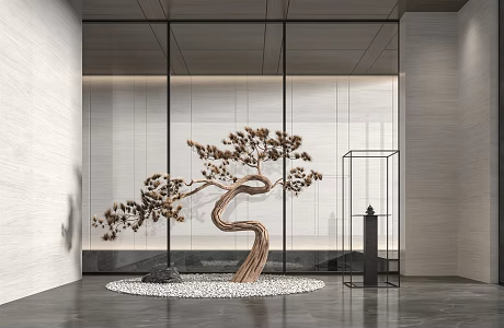 New Chinese-style Pine Tree Simulation Pine Tree Sculpture Device 3d model