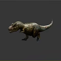 Realistic Tyrannosaurus Rex 3D Model With Green Brown Skin And Open Mouth