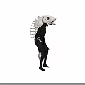 Aquatic Animal 3D Model Featuring White Head Sharp Teeth And Black Body