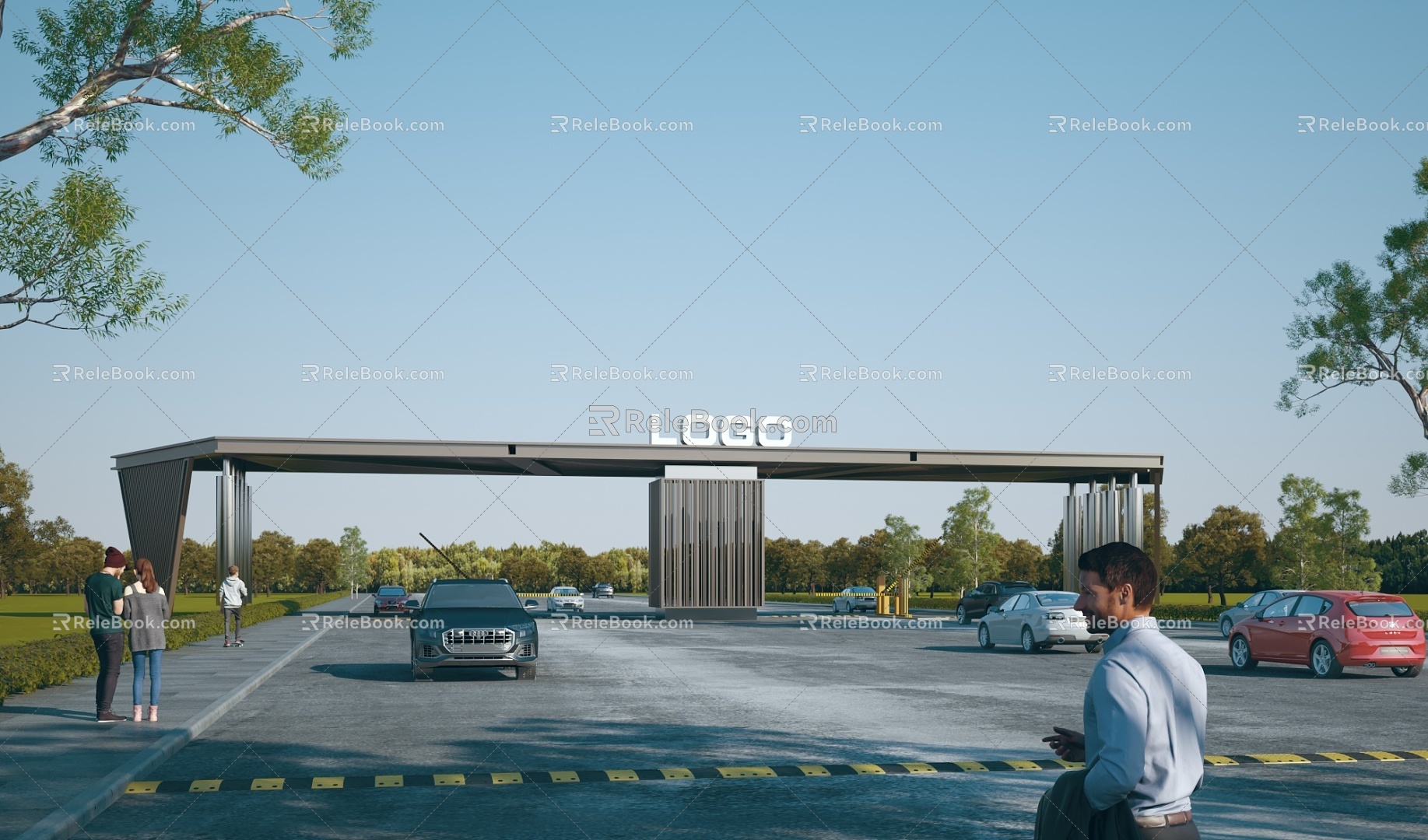 Modern Gate Gate Building Factory Gate Guard Recorder Room Gate Entrance Park Gate Gate Gate 3d model