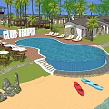 Tropical Boutique Villa With Swimming Pool Outdoor Lounge Area And Palm Trees