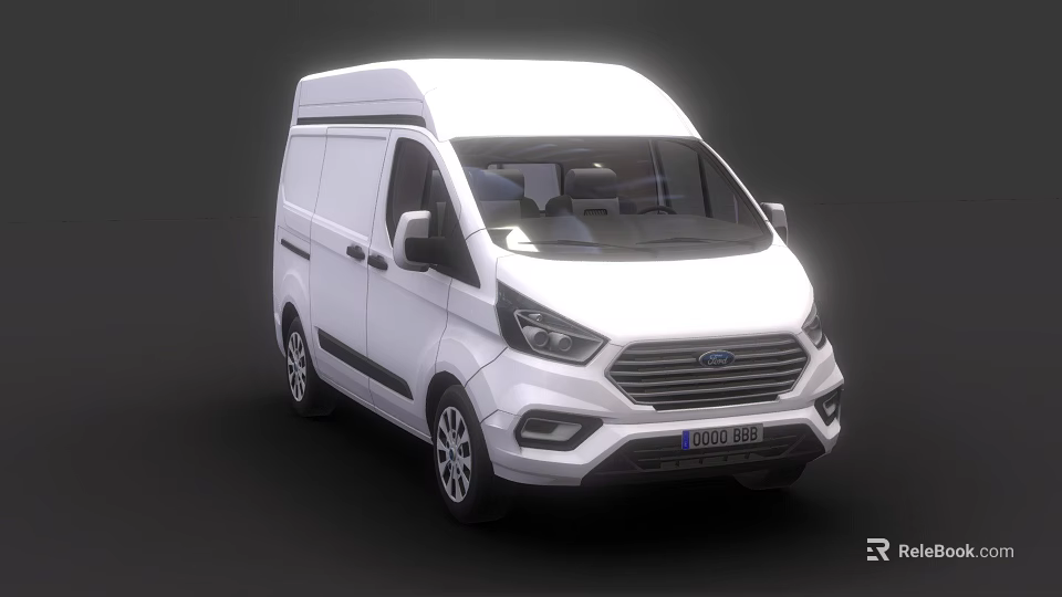 White Commercial Cargo Van With Black Accents Modern Exterior And Front Grille 3d model 