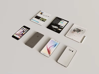Various Smartphones And Digital Devices Showcase With Multiple Models And Colors 3d model