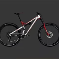 Red And White Mountain Bike With Aluminum Frame And Suspension Fork For Off Road Riding
